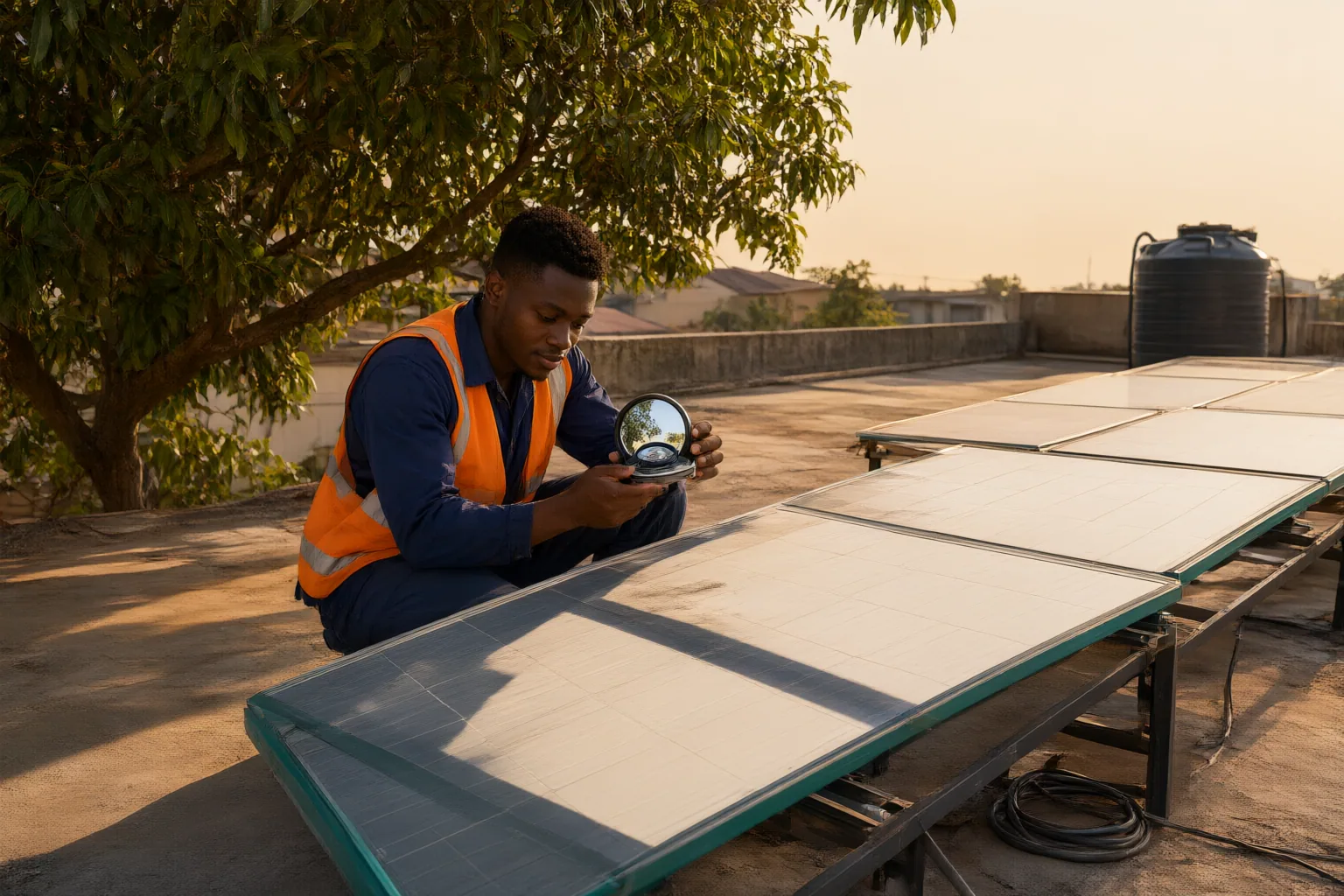 Editorial scene showing practical next steps for How Nigerian Households Can Identify and Reduce Rooftop Solar Shading Losses